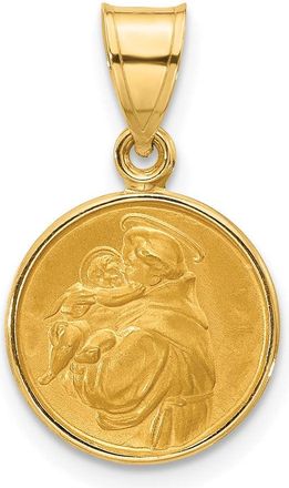 Diamond2Deal 14k Yellow Gold Polished and Satin St. Anthony Medal