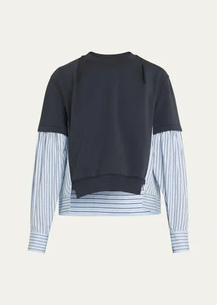 3.1 Phillip Lim Mixed-Media Layered Sweatshirt