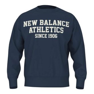 New Balance Varsity French Terry Graphic Crew - Heren - Sport - Blauw - Maat: S Katoen