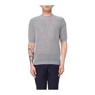 Ballantyne Round-neck Knitwear, male, Blue, 2XL, Short Sleeve Knitted Pullover