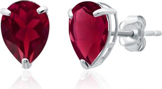MAX + STONE 14k Yellow or White Gold Teardrop 8mm Gemstone Pear Shape Stud Earrings