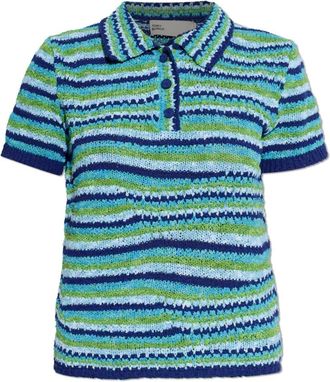 Tory Burch Polo met decoratieve brei - Dames - Polos - Blauw - S - Katoen - Tops