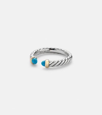 David Yurman Cable Collectibles Petite Cable sterling silver ring with turquoises