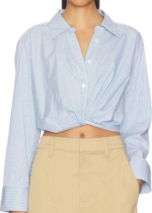 A.L.C. Leo Cropped Shirt In Blue & White