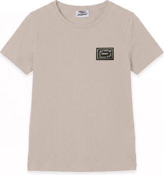Freddy T-shirt girocollo in cotone e modal con patch e strass