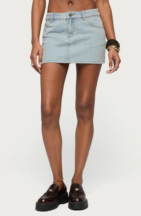 Edikted Spencer Denim Micro Miniskirt in Light-Blue-Washed at Nordstrom, Size X-Small