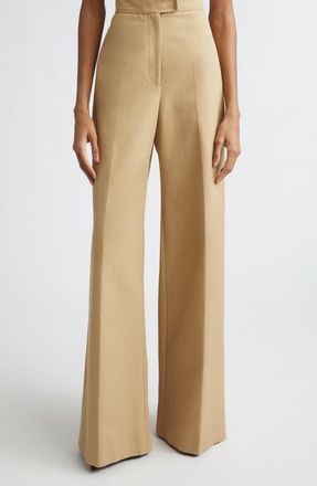 Carolina Herrera Diane Backstrap High Waist Wide Leg Pants in Birch at Nordstrom, Size 10