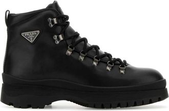 Prada Black Leather Ankle Boots