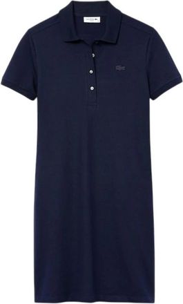 Lacoste Slim Fit Stretch Mini Piqu&eacute; Polo Jurk - Dames - Korte kleedjes - Blauw - XS - Katoen - Kleedjes