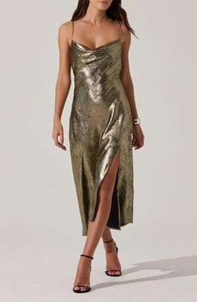 ASTR the Label Gaia Metallic Midi Dress in Black Gold at Nordstrom Rack, Size Medium