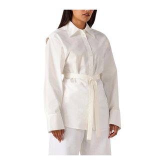 R&oacute;he Overhemden, Dames, Wit, M, Katoen, Poplin Silk Combined Gilet Shirt