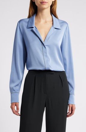 Kobi Halperin Stretch Silk Button-Up Shirt in Periwinkle at Nordstrom, Size X-Large