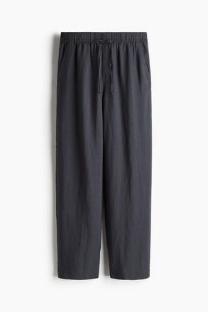 H&M Kordelzughose aus Leinenmix - Softschwarz