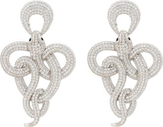 Latelita London Viper Snake Drop Earrings Silver White