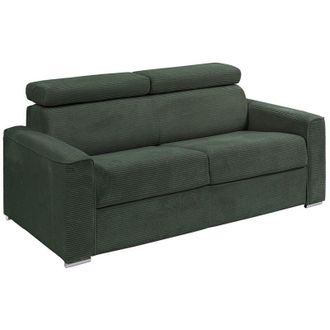 Vente-Unique Vente-unique - Divano letto 4 posti a ribalta Letto con doghe larghe 160 cm Materasso 14 cm in Velluto a coste Grigio - vizir