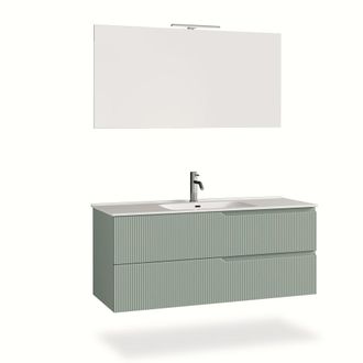 Aquadesign Mueble de ba&ntilde;o de 4 piezas en mdf verde salvia