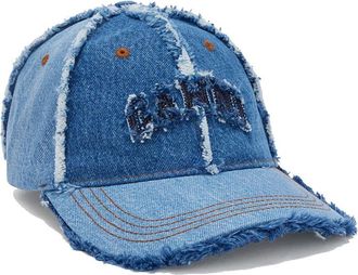 Ganni Accessoires, Dames, Blauw, ONE Size, Katoen, Geborduurd Cap