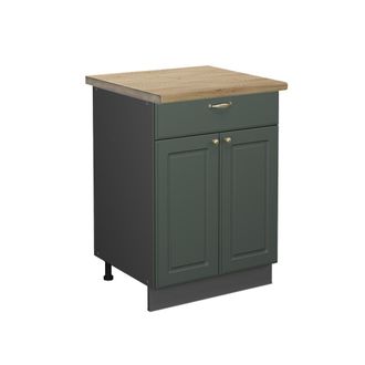 Vicco Mueble Bajo De Cocina Fame-line, Verde Dorado Casa De Campo, 60 Cm Con Caj&oacute;n, Et Roble Vicco
