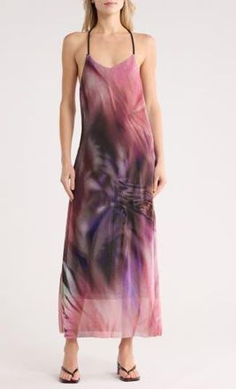 Desigual Tie Dye Ribbed Knit Halter Maxi Dress in Purple at Nordstrom Rack, Size X-Large
