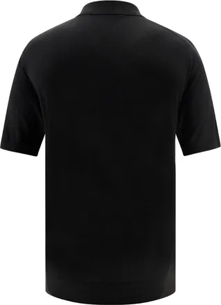 Prada Mens Virgin Wool Polo Shirt Nero Fleece Ovis Aries T-shirts And Polos