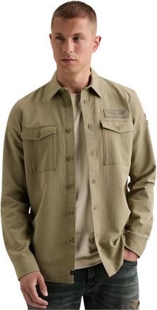 PME Legend Long sleeve shirt Quilt Poplin - Heren - Overhemden - Beige - Maat: 2XL Katoen