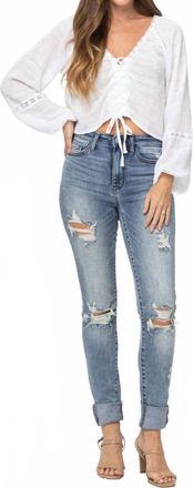 Judy Blue High Waist Skinny With Heavy Destroy Jeans In Light Blue