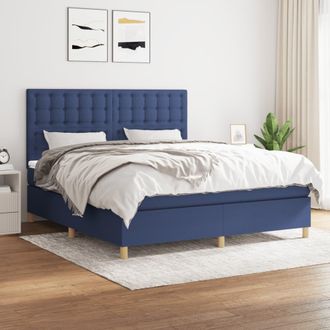 vidaXL Vidaxl - Cama Box Spring Con Colch&oacute;n Tela Azul 160x200 Cm