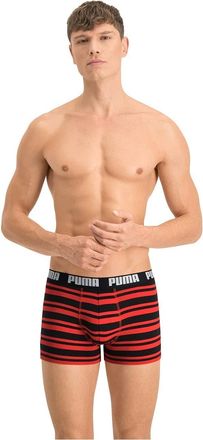 Puma Mens Puma Heritage Stripe Mens (2 Pack) Boxer shorts, Red/Black, S UK