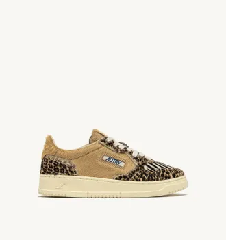 Autry SNEAKERS MEDALIST LOW EFFETTO CAVALLINO ZEBRA LEOPARD E AVORIO
