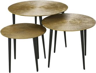 Maisons du monde Mesas de centro apilables de metal negro y color lat&oacute;n