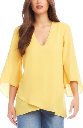 Karen Kane Asymmetrical Crepe Top in Yellow at Nordstrom, Size X-Large