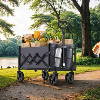 Songmics Carro plegable de jard&iacute;n de 120 kg de color gris y negro