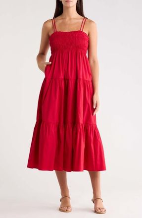 Sugarlips Gennie Smocked Tiered Cotton Midi Dress at Nordstrom, Size X-Small