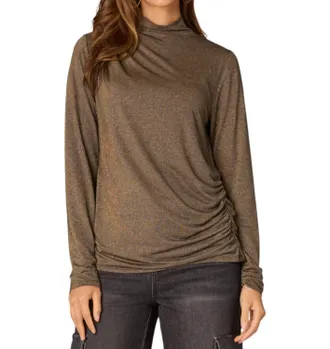 Democracy Asymmetrical Knit Top In Bronze
