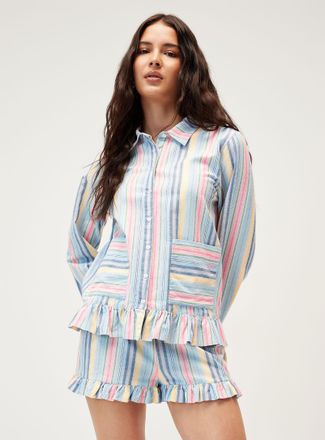 Damson Madder Womens Flori ruffled striped lounge short
