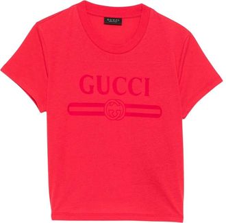 Gucci Red Logo Crew Neck T-Shirt