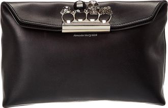 Alexander McQueen Alexander Mcqueen Skull Four-Ring Leather Clutch (Authentic Pre-Loved)