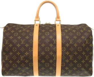 Louis Vuitton Tweedehands Canvas Louis Vuitton tassen - Dames - Vintage Weekendtas - Bruin - ONE Size - Vintage