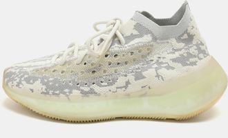 adidas White/Grey Knit Fabric Boost 380 Alien Low Top Sneakers Size 40