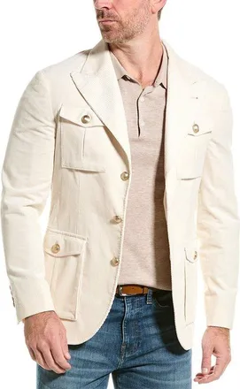 Brunello Cucinelli MenS Milk Cotton Patch Pocket Blazer, Size 36