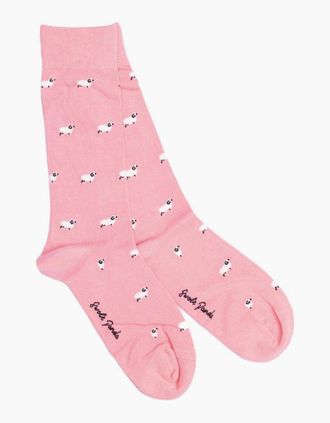 Swole Panda Mens Sheep Bamboo Socks, Pink - Size: UK 12-15 us 13-15.5 / eu 47-50
