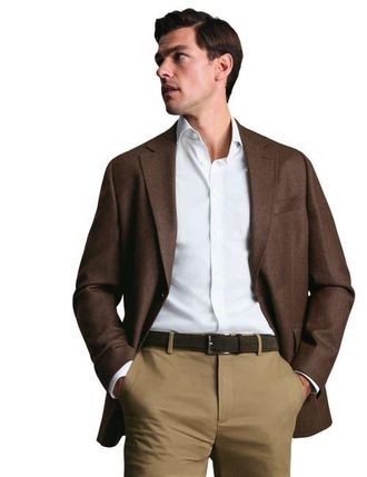 CHARLES TYRWHITT Wool Texture Twill Jacket in Chocolate Brown at Nordstrom, Size 46