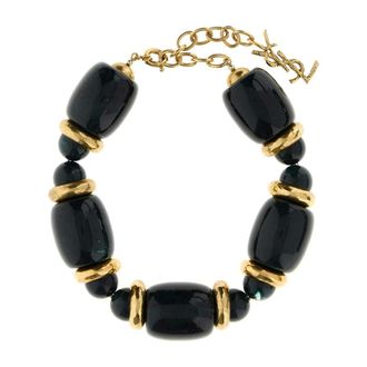 Saint Laurent Necklaces, female, Black, Size: M Collier Court Tonnea