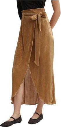 Never Fully Dressed Geplooide wikkelrok tot halverwege de kuit - Dames - Midirokken - Geel - XS - Polyester - Rokken
