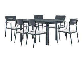 VENTE-UNIQUE.COM Conjunto de mesa y sillas para jard&iacute;n metal gris antracita