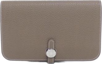Herm&egrave;s Dogon Duo Etoupe Gray Togo Leather Wallet (Bi-Fold) (Pre-Owned)