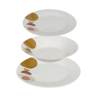 Secret de Gourmet Juego De 18 Piezas Tara En Porcelana Blanca Con Motivo Geom&eacute;trico