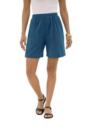 Roaman's Plus Size Soft Knit Pull-On Short in Deep Teal at Nordstrom, Size Medium