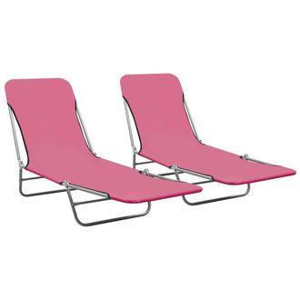Berkfield Home Folding Sun Loungers 2 pcs Steel & Fabric Pink