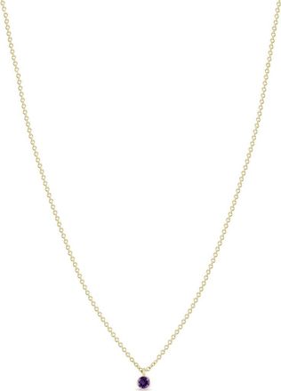 Zo&euml; Chicco 14K Gold Bezel Birthstone Necklace in Yellow Gold/Amethyst at Nordstrom, Size 16 In
